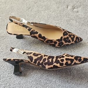 Franco Sarto Animal Print Slingback Heels 8.5